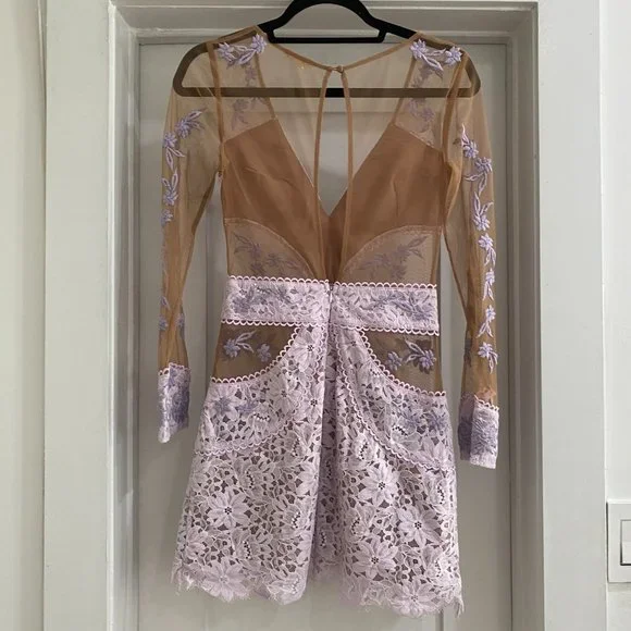 For Love and Lemons Matador Tulle Floral Lace Dress in Lilac Purple - Size Small - Picture 7 of 15